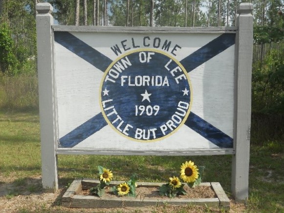 Sign at Town Limits, Lee, Florida