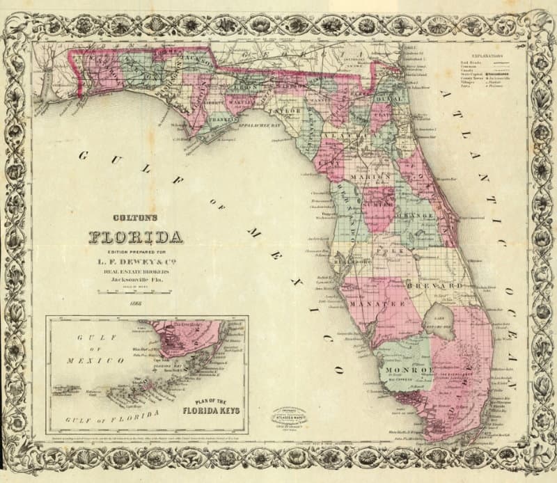 31 Florida Vintage Maps Track State's Growth 1764-2023