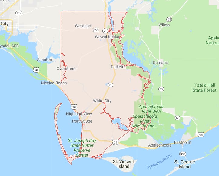 All 67 Florida County Interactive Boundary And Road Maps   MapGulfCounty 