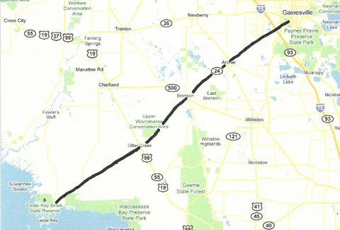 Map NC003 Gainesville to Cedar Key