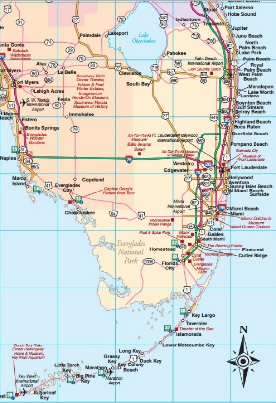 Map Of Lower Florida Florida Road Maps   Statewide, Regional, Interactive, Printable
