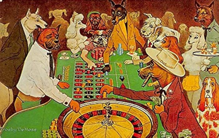 Vintage Gambling Cartoon by Crosby DeMoss